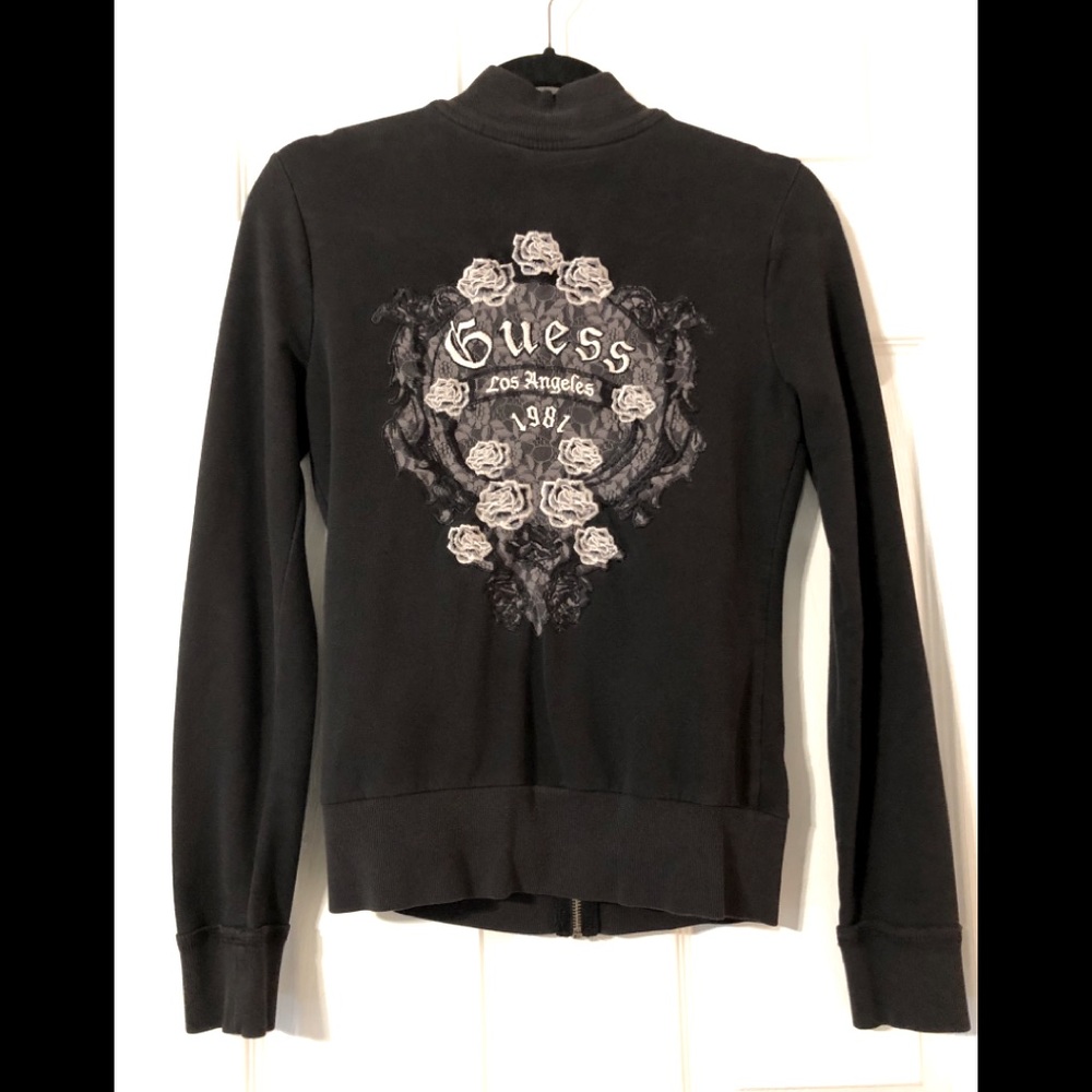 Vintage GUESS Zippered Sweatshirt Medium